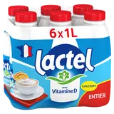 Lait entier Vitamine D LACTEL - Bouteille 6x1L