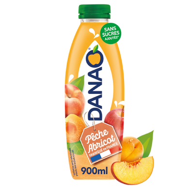 Boisson au jus de fruits et au lait Pêche Abricot DANAO - Bouteille 900ml