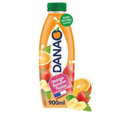 Boisson au jus de fruits et au lait Orange Banane Fraise DANAO - Bouteille 900ml