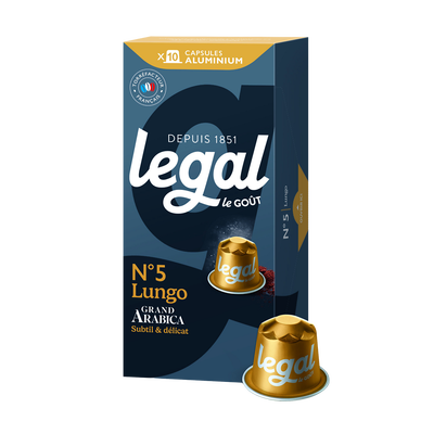 Café lungo n°5 LEGAL capsules aluminuim x10 53g