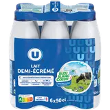 Lait UHT demi-écrémé Bleu Blanc Coeur - 6 bouteilles de 50cl