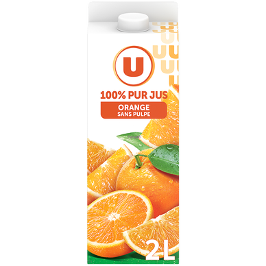 Pur jus orange sans pulpe, brique 2L