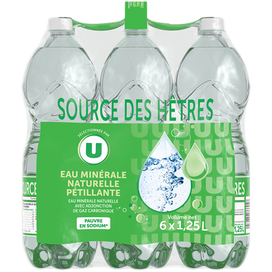 Eau minérale naturelle gazeuse Source des Hêtres U 6x1,25 litres