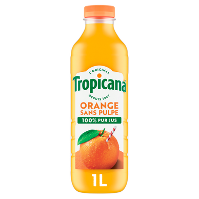Jus d'orange pure premium sans pulpe TROPICANA, 1l