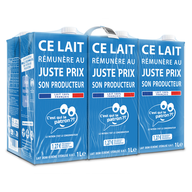 Lait demi écrémé C'EST QUI LE PATRON, 6x1l