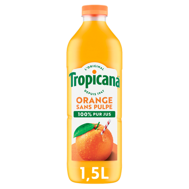 Pur jus d'orange sans pulpe TROPICANA, 1,5l