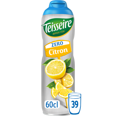 Boisson concentrée à diluer Citron Zéro sucres TEISSEIRE, bidon 60cl