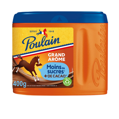 Chocolat en Poudre Grand Arôme moins de sucre POULAIN - Boîte de 400g