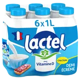 Lait demi-écrémé Vitamine D LACTEL - Bouteille 6x1L