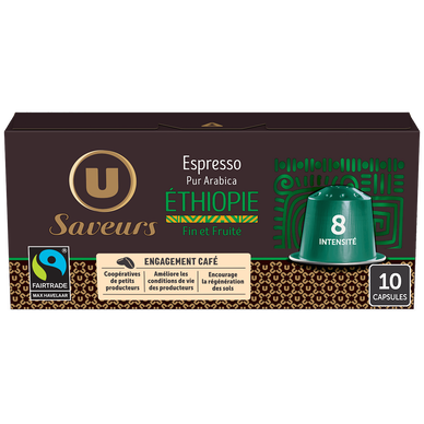 Capsules Bio Café espresso Ethiopie MAX HAVELAAR - compatible NESPRESSO - x10