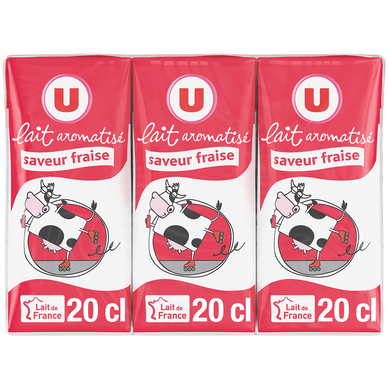 Lait aromatisé fraise, 6 briquettes de 20cl