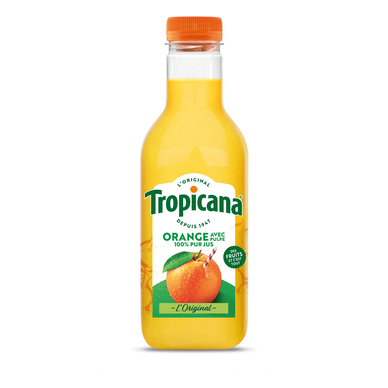Pur Jus frais réfrigéré d'orange avec pulpe TROPICANA - Bouteille 90cl