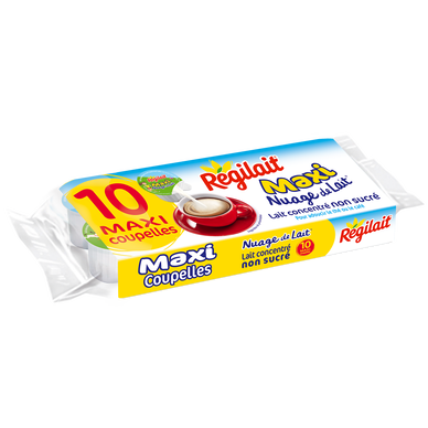 Lait concentré non sucré "Nuage de Lait" REGILAIT, 10 maxi coupelles,140g