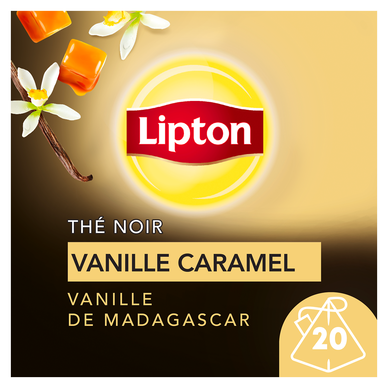 Thé noir à la vanille de Madagascar et au caramel LIPTON, x20 sachetspyramide, 34g