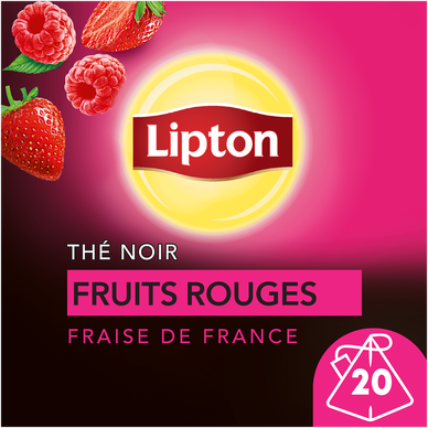 Thé noir fruits rouges à la fraise de France LIPTON, x20 sachets pyramides, 30g