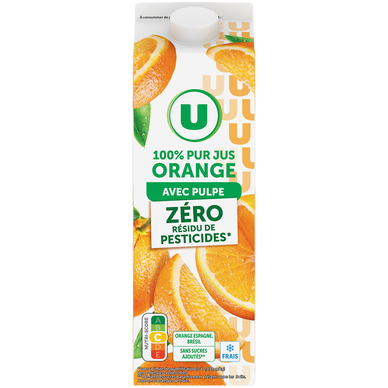 Pur jus d'oranges pressées avec pulpe refrigeré ZRP - brique 1l