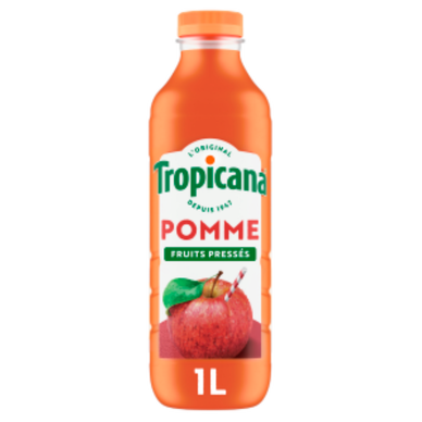 Jus de pomme pressée TROPICANA, bouteille de 1l