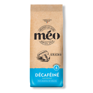 Café en grains décaféiné MEO, paquet 250g