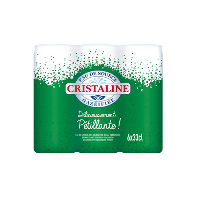 Eau de source pétillante Cristaline canette 6x33cL