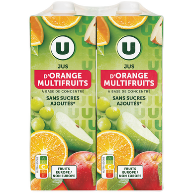 Jus à base de concentré orange & multifruits brique 4x1L