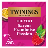Thé vert framboise fruit de la passion TWININGS, 20x32g