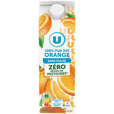 Pur jus d'orange refrigeré sans pulpe zrp - brique 1L