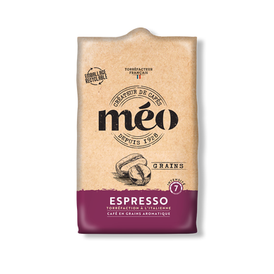 Café en grains espresso intensité 7 MEO, paquet de 500g