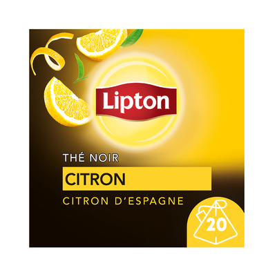 Thé noir citron au citron d'Espagne LIPTON, x20 sachets pyramide, 34g