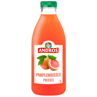 Jus réfrigéré de pamplemousse 100% Pur Jus réfrigéré sans sucres ajoutés ANDROS - Bouteille de 1l