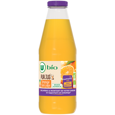 Pur jus d'orange sans pulpe 1L - Bouteille en verre consignée