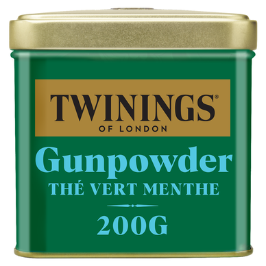 Thé vert menthe gunpowder TWININGS vrac, boîte métal 200g