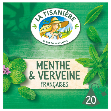 Infusion menthe&verveine Françaises LA TISANIERE, boîte de 20sachets,24g