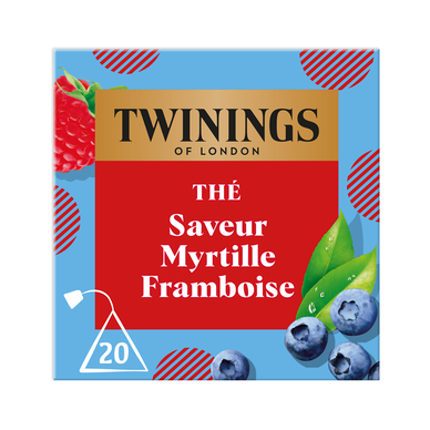 Thé saveur myrtille framboise TWININGS, sachets x20, 30g