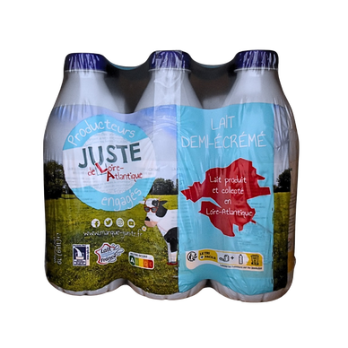 Lait UHT 1/2 écrémé stérilisé JUSTE Loire Atlantique 6x1l
