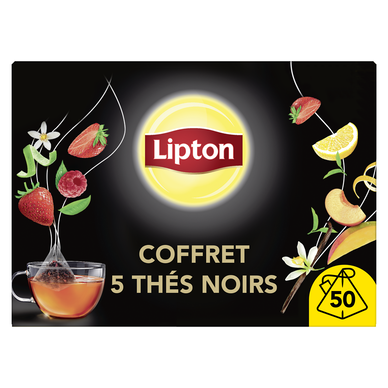 Thé noir en Coffret collection découverte thés noirs parfumés LIPTON,x50 sachets pyramides, 82g