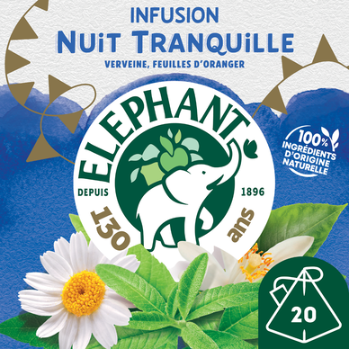 Infusion nuit tranquille verveine et feuilles d'oranger ELEPHANT - 20sachets - 30g