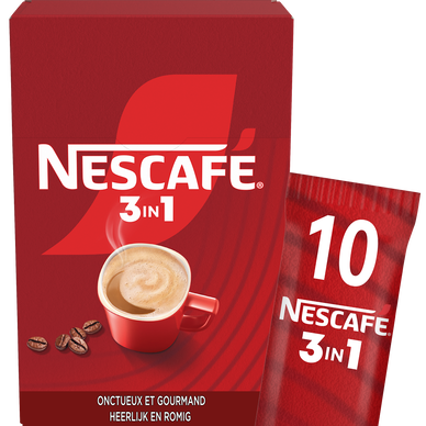 Café soluble au lait sucré 3 en 1 Boite de 10 sticks NESCAFE 155g