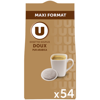 Café doux U, dosettes x54, 378g
