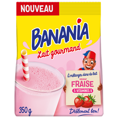 BANANIA lait gourmand saveur fraise, doypack 350g