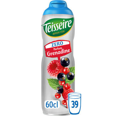 Boisson concentrée à diluer Grenadine Zéro sucres TEISSEIRE, bidon 60cl
