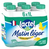 Lait sans lactose écrémé UHT MATIN LEGER LACTEL - Bouteille 6x1L