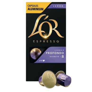 Café Capsules L'OR LUNGO PROFONDO N°8 - compatible NESPRESSO - x10