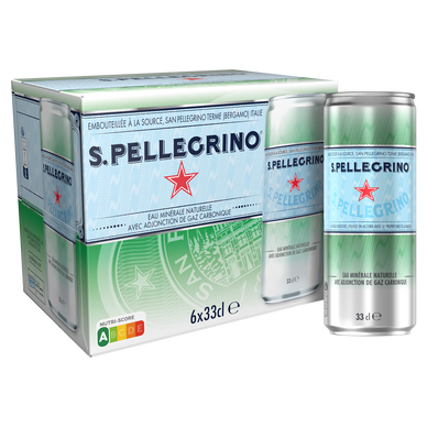 Eau minérale naturelle gazeuse SAN PELLEGRINO - 6x33cl CAN