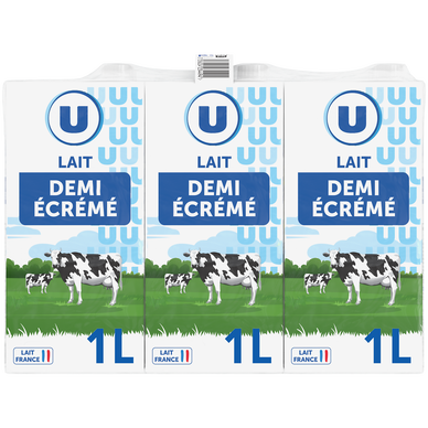 Lait UHT demi écrémé - 6 briques de 1L