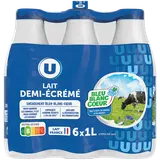 Lait UHT demi-écrémé Bleu Blanc Coeur - 6 bouteilles de 1L