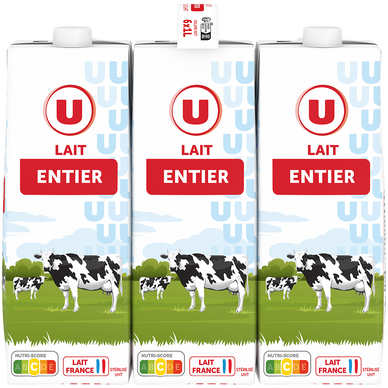 Lait UHT entier - 6 briques de 1L