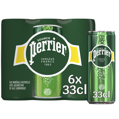 Eau minérale naturelle gazeuse PERRIER - 6x33cl