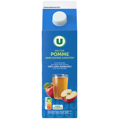 Nectar pomme sans sucres ajoutés brique 2L