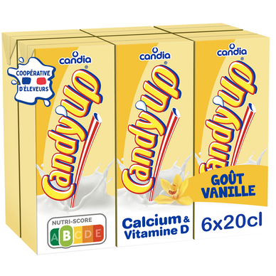 Boisson lactée Vanille CANDIA CANDY'UP - Briquettes 6x20cl