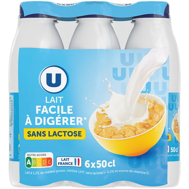 Lait UHT sans lactose 1,2%mg, 6x50cl